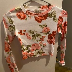 Floral long sleeve crop tee